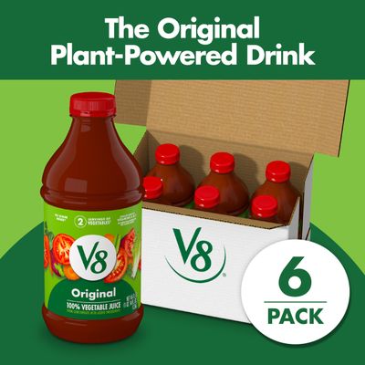 V8 Original 100% Vegetable Juice, 46 fl oz Bottle (6 Pack)