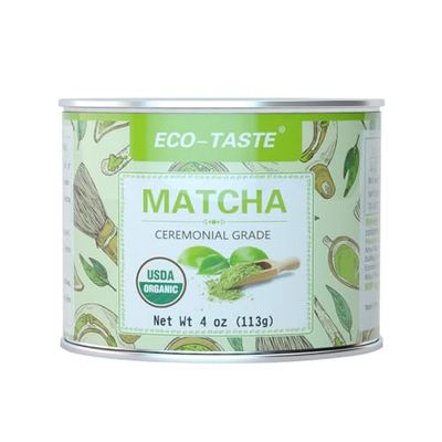 Organic Matcha Green Tea Powder-4oz(113g) Tin, 100% Natural &amp; Pure, Ceremonial Grade, No Additives or Fillers, NO GMO