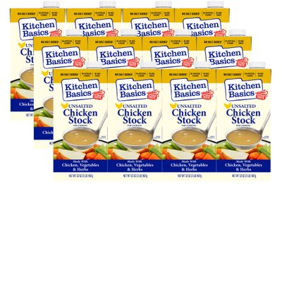 Kitchen Basics Unsalted Chicken Stock, 32 oz (Pack of 12) | No Artificial Flavors and Gluten Free |