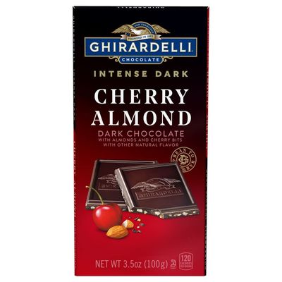 GHIRARDELLI Intense Dark Chocolate Bar, Cherry Almond, 3.5 Oz Bar