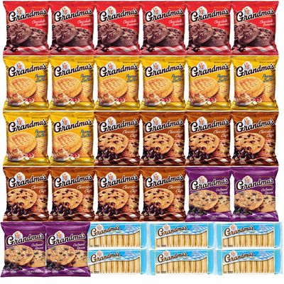 Grandma's Cookies Variety Pack - Bulk Assortment Care Package Individually Wrapped - Mix Cookies Variety Pack Gift Box (32 Count)