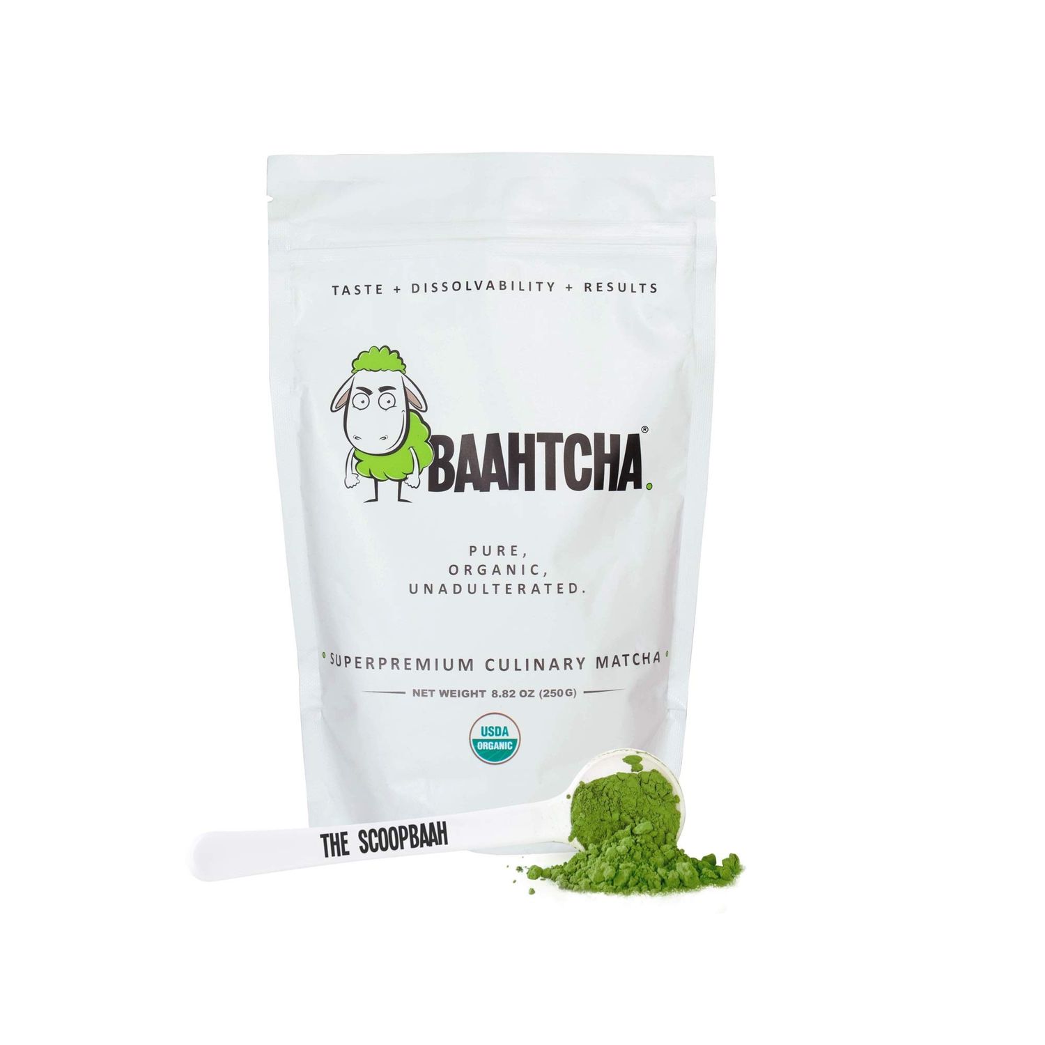 Baahtcha - USDA Organic Matcha Green Tea Powder - Premium Culinary Grade Natural Caffeine Energy Booster, Antioxidant, Kosher, Keto Friendly, Gluten Free, Vegan - Value Size, 250g