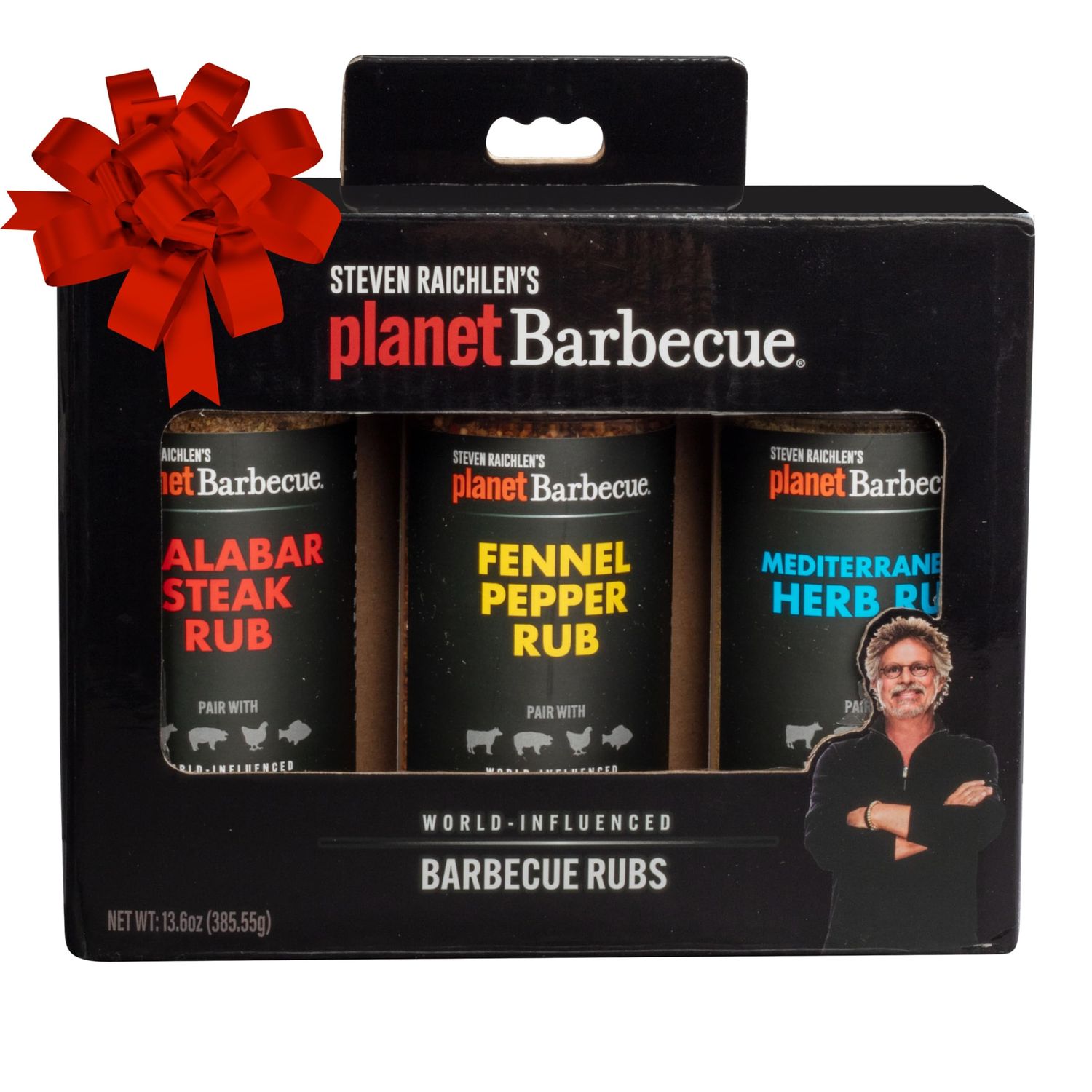 Steven Raichlen&#39;s Planet Barbecue Gourmet BBQ Rubs &amp; Spices Gift Box 3 Pack- Grill Seasonings Set with International Flavors- Grilling Gifts for Men