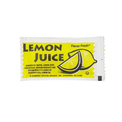 Flavor Fresh Condiment Packets, Lemon Juice, 4 g Packets, 200/Box, Sold as 1 Carton, 200 Each per Carton