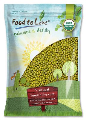 Food to Live Organic Mung Beans, 10 Pounds - Non-GMO, Whole Dried Beans, Green Gram, Sproutable, Kosher, Sirtfood. Good Source of Fiber and Protein.