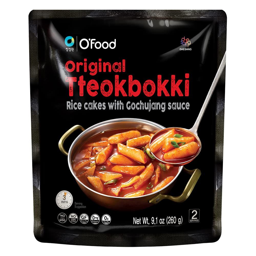 C O&#39;Food Original Tteokbokki, Gluten-Free Korean Rice Cakes, Authentic Spicy Korean Street Food Snack, Perfect with Cheese and Ramen Noodles, Ready to Eat, No MSG, No Corn Syrup, Pack of 1