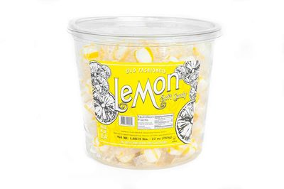 Stewart Old Fashioned Lemon Flavored Pure Sugar Candy Puff Balls - Individually Wrapped Candy Snack, Fat-Free, Cholesterol-Free, Gluten-Free, Made in the USA - 27oz Tub