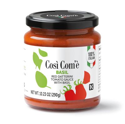 Red Datterino tomato sauce with basil 1023 OZ Pasta sauce prepared with 100 Italian tomato and basil ready to use Ideal to season pasta dishes Non Preservative Non GMO Product of Italy CosÃƒÂ¬ ComÃƒÂ¨