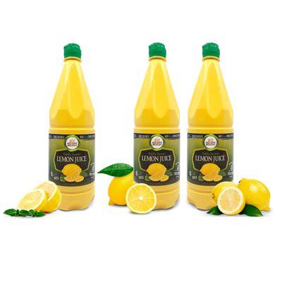 3 Pack 100% Lemon Juice Freshly Squeezed NO Added Water 33.8oz Not From Concentrate - Appx 40 Freshly Squeezed Lemons in Each Bottle - Kosher Food - Best Select