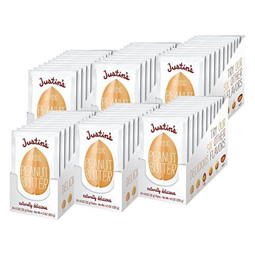 Justin&#39;s Classic Peanut Butter Squeeze Packs, Only Two Ingredients, Gluten-free, Non-GMO, Responsibly Sourced, 1.15 Ounce (6 Packs of 10)