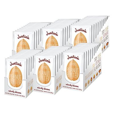 Justin&#39;s Classic Peanut Butter Squeeze Packs, Only Two Ingredients, Gluten-free, Non-GMO, Responsibly Sourced, 1.15 Ounce (6 Packs of 10)