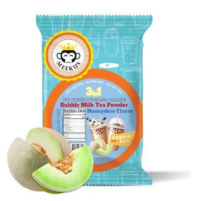 Meekus Natural Gluten-Free Milk Tea Powder Boba/Bubble Tea Mix Honeydew Flavor 3-in-1 Drink Powder, Instant Pre-Mixed Beverage for Hot or Cold Drinks, Easy to Prepare Powdered Drink Mix 8 oz (227G)
