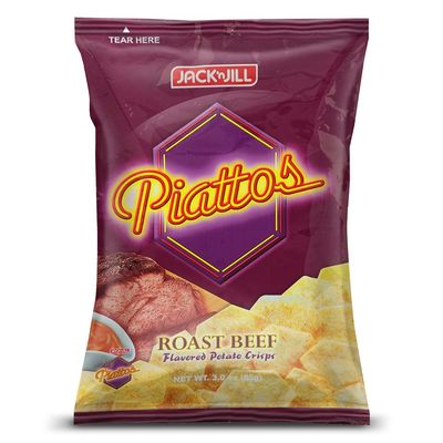 Jack'n Jill Piattos Flavored Potato Crisps 2.8 Oz Roast Beef Flavored (Pack of 4)