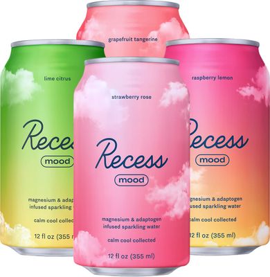 Recess Mood Magnesium &amp; Adaptogen Drink, Relaxation Beverage, 12 ounce (Variety Pack, 12 pack)