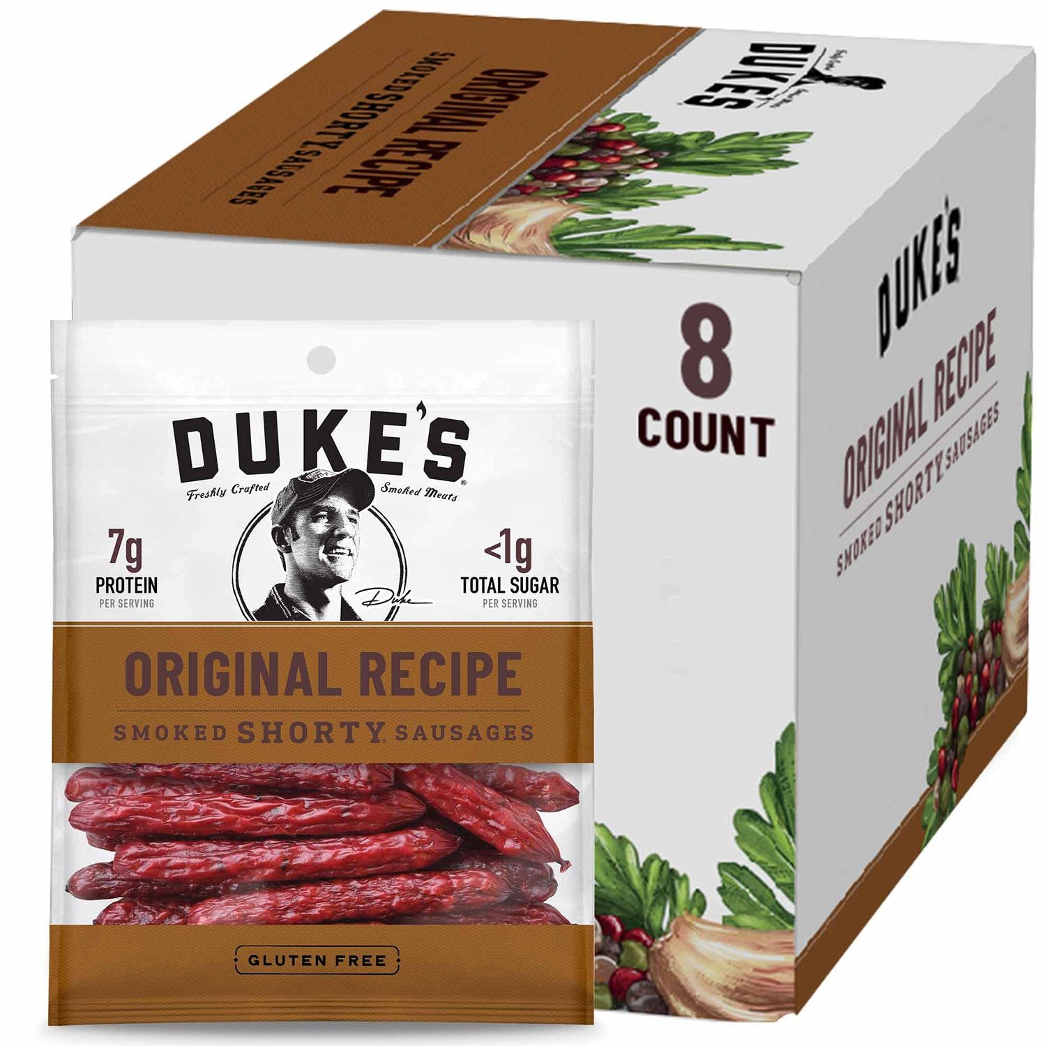 Duke&#39;s Beef Original Smoked Shorty Sausages, 7g Protein Per Serving, 4 oz. (Pack of 8)