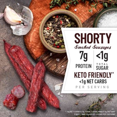 Duke's Beef Original Smoked Shorty Sausages, 7g Protein Per Serving, 4 oz. (Pack of 8)