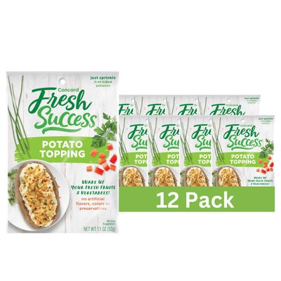 Concord Foods Potato Topping Elevate Your Potatoes with Crunchy Flavor - Versatile Blend of Ingredients for Baked, Boiled, or Mashed Potatoes, 1.1 oz pouch (Pack of 12)