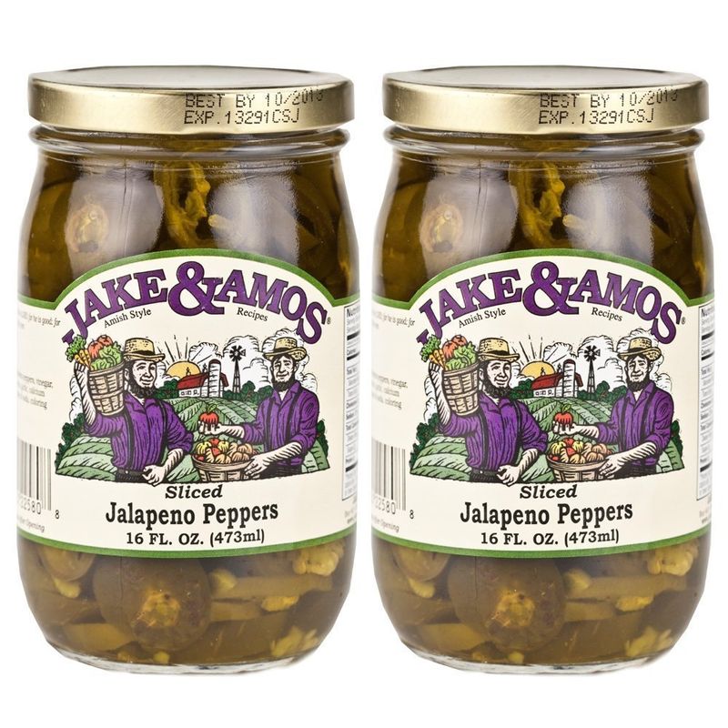 Jake &amp; Amos, Amish Style, Jalapeno Peppers (Sliced), 2 - 16 Oz. Jars