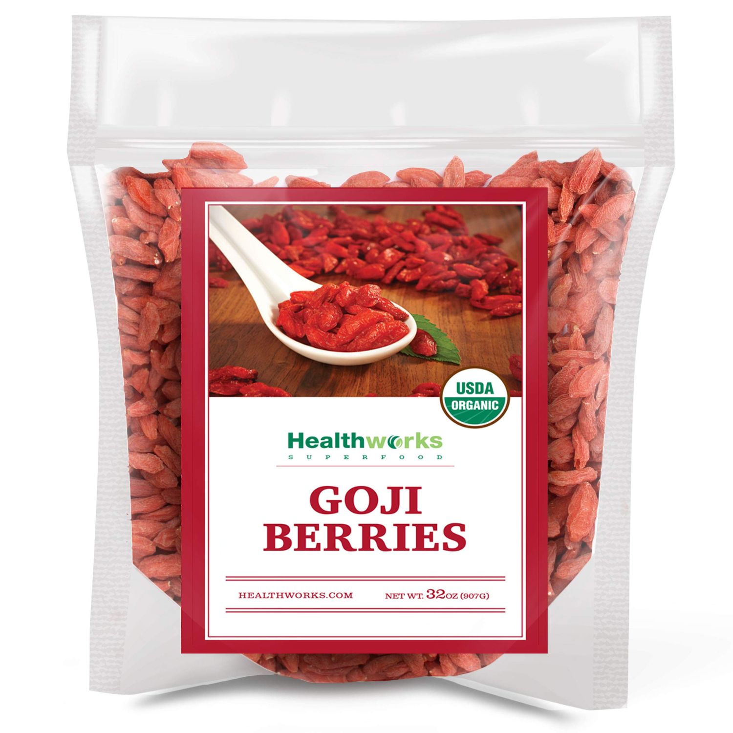 Healthworks Raw Goji Berries (32 Ounces / 2 Pound) | Certified Organic &amp; Sun-Dried | Keto, Vegan &amp; Non-GMO | Baking, Teas &amp; Smoothies | Antioxidant Superfood