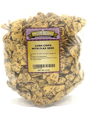 Corn Chips with Flax Seed, Healthy Snacks, Bulk Size (2 lb. Resealable Zip Lock Stand Up Bag)