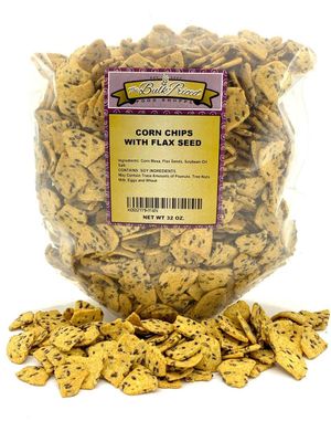 Corn Chips with Flax Seed, Healthy Snacks, Bulk Size (2 lb. Resealable Zip Lock Stand Up Bag)