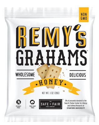 The Safe + Fair Food Company Remy&#39;s Grahams - Nut Free Graham Crackers - Non GMO, Whole Grain, Clean Label Snacks - Honey, 36 Count