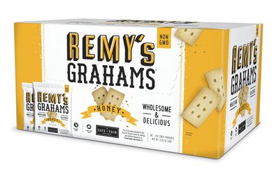 The Safe + Fair Food Company Remy's Grahams - Nut Free Graham Crackers - Non GMO, Whole Grain, Clean Label Snacks - Honey, 36 Count