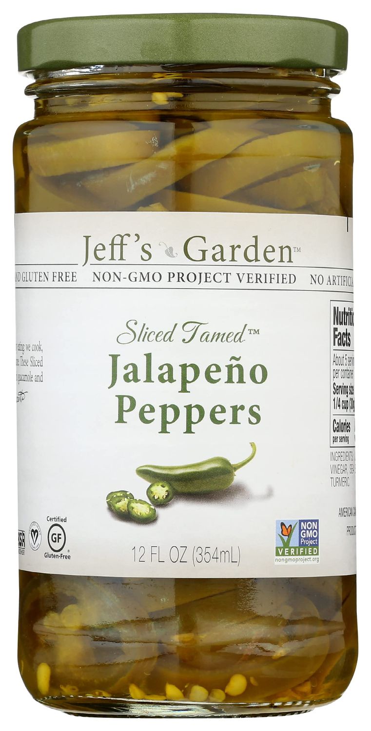 Jeff&#39;s Naturals Sliced Tamed Jalapeo Peppers, Gluten Free &amp; Non-GMO, 12 Oz (Pack of 6)