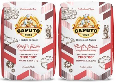 Antimo Caputo Chefs Flour - Italian Double Zero 00 - Soft Wheat for Pizza Dough, Bread, &amp; Pasta, 2.2 Lb (Pack of 2)