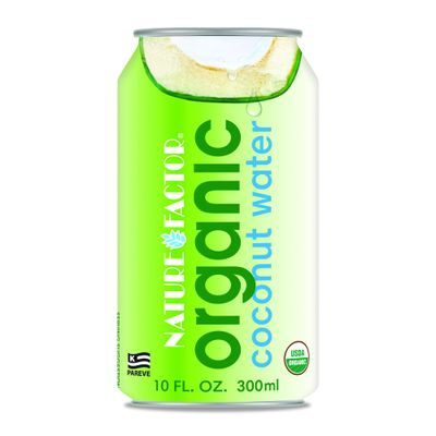 Nature Factor Organic Coconut Water - Coconut Water Organic, Pure Coconut Water, Pressed Coconut Water, Organic Electrolytes - 10 Fl Oz (Pack of 12)