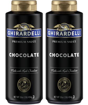 Ghirardelli Chocolate Sauce, Black Label 16oz Squeeze Bottle (Pack of 2)