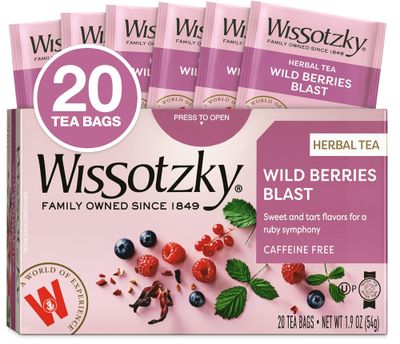 Wissotzky Wildberry Blast Herbal Tea (20 Tea Bags) | Berry Blend | Caffeine Free Tea