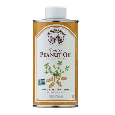 La Tourangelle, Roasted Peanut Oil, Slow Roasted Expeller-Pressed for Rich Flavor, Perfect for Cooking &amp; Baking, Med-High Heat, Unrefined, Small Batch Production in USA, 16.9 fl oz