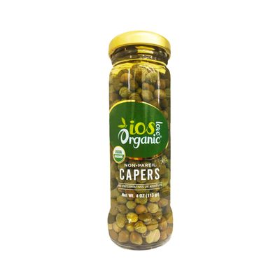 IOS Organic Non-Pareil Capers in Sea Salt, USDA Organic, Vegan, Non-GMO- 4Oz (1Pack)