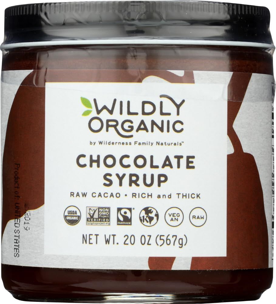WILDERNESS PRODUCTS, Syrup, Chocolate, Pack of 6, Size 20 OZ, (Gluten Free GMO Free Kosher Vegan Wheat Free Yeast Free 95%+ Organic)