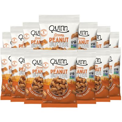 Quinn Creamy Peanut Butter Filled Pretzel Nuggets - Made with Real Ingredients, Whole Grain Sorghum, Sea Salt, Vegan, Gluten Free, Dairy Free, Non-GMO - 1.5 Oz (Pack of 14)