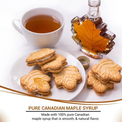 Turkey Hill Sugarbush 100% Pure Canadian Premium Maple Syrup Cream Filled Cookies - All-Natural Maple Leaf Shape Delicious Cookies, (2 Pack, Cream Cookies)