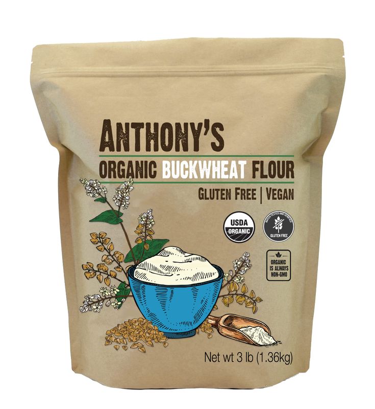 Anthony&#39;s Organic Buckwheat Flour, 3 lb, Grown in USA, Gluten Free, Vegan