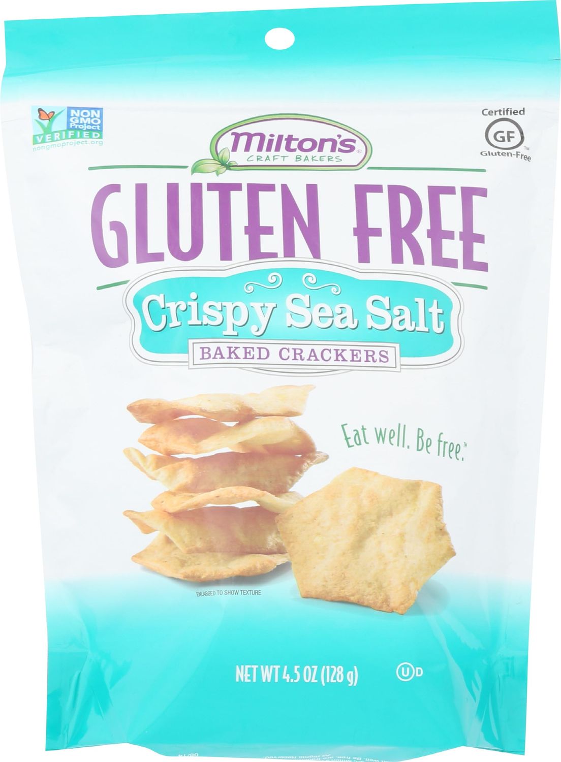 Milton&#39;s Craft Bakers Gluten Free Crispy Sea Salt Crackers - Baked Sea Salt Crackers, Non-GMO Project Verified, Kosher, Certified Gluten Free Sea Salt Snack, 5 Grains In Every Bite - 4.5 Oz