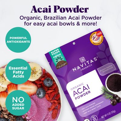 Navitas Organics Acai Powder, 8 oz Bag, 76 Servings - Organic, Non-GMO, Freeze-Dried, Gluten-Free