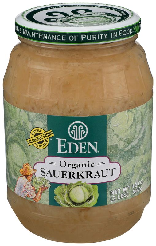 Eden Organic Sauerkraut, 32 oz Glass Jar, Fine Cut