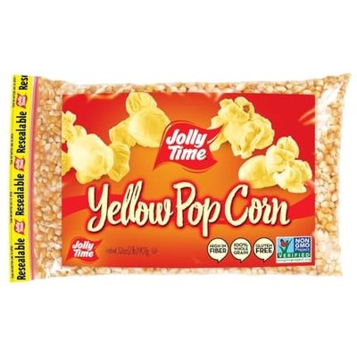 Jolly Time Unpopped Popcorn Kernels, Gourmet Popping Corn for Air Popper Machine or Stovetop, Non-GMO (Yellow Pop Corn, 2 Pound (Pack of 2))
