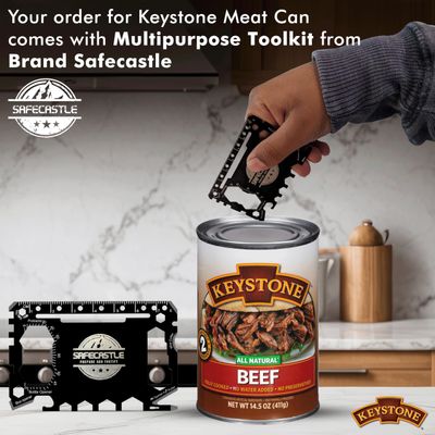 Keystone Meats All Natural Canned Beef 14.5 Oz Long Term Emergency Survival Food Canned Meat | Fully Cooked Ready to Eat | Gluten Free Pack of 3