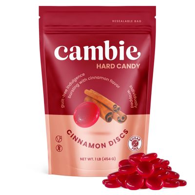 Sugar Free Cinnamon Discs by Cambie, 1 lb of Cinnamon Flavored Sugar Free Candy, Keto Friendly Candy, 1 lb