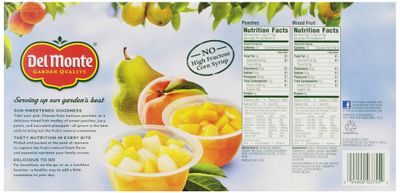 Del Monte Mixed Fruit/Peaches Snack Cup, 16 cups, Net Wt 4 Pound