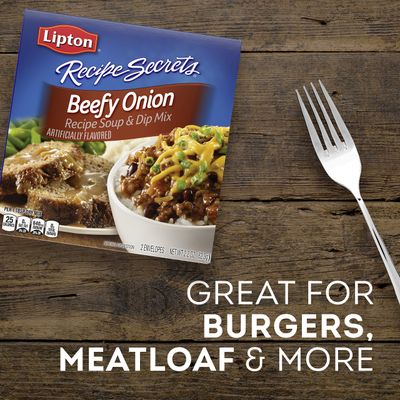 SOUP SECRETS Lipton Recipe Soup and Dip Mix For a Delicious Meal Beefy Onion Great With Your Favorite Recipes, Dip or Soup Mix 2.2 oz, Pack of 12