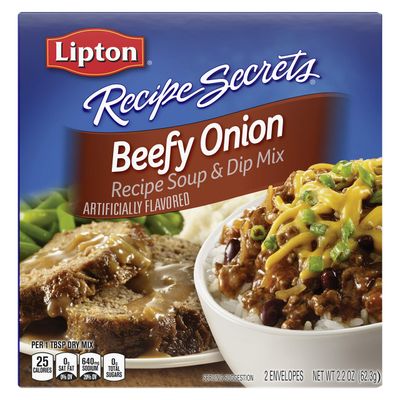 SOUP SECRETS Lipton Recipe Soup and Dip Mix For a Delicious Meal Beefy Onion Great With Your Favorite Recipes, Dip or Soup Mix 2.2 oz, Pack of 12