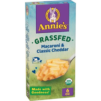 Annie&#39;s Organic Macaroni and Cheese, Classic Mild Cheddar, Grassfed, 6 oz