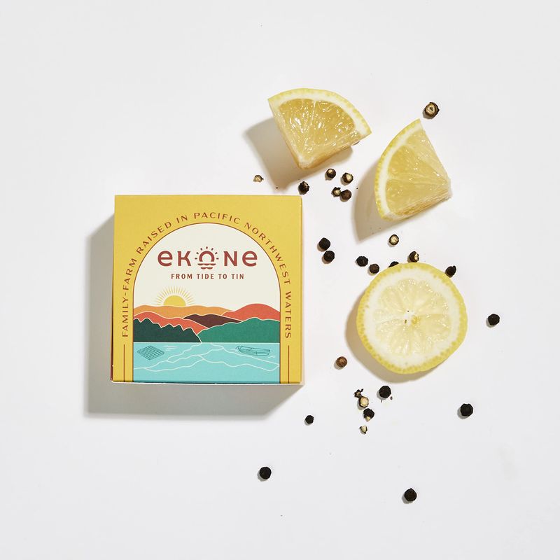 Ekone Lemon Pepper Smoked Oysters Farmed, Raised, Canned in Washington State 3oz (6 Pack)