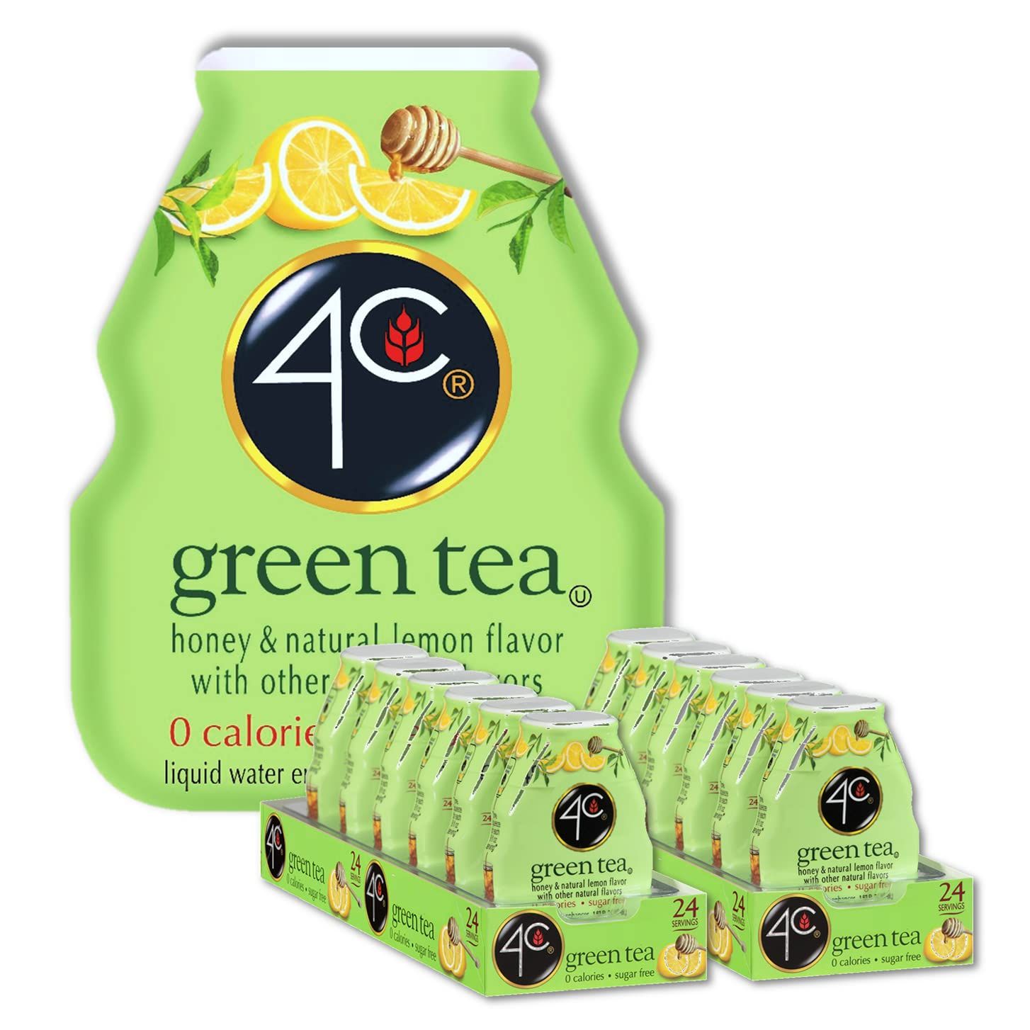 4C Sugar Free A Liquid Water Enhancer 12 Pack, Premium Natural Flavors, 0 Calories (Green Tea, 1.62 Ounce (Pack of 12))